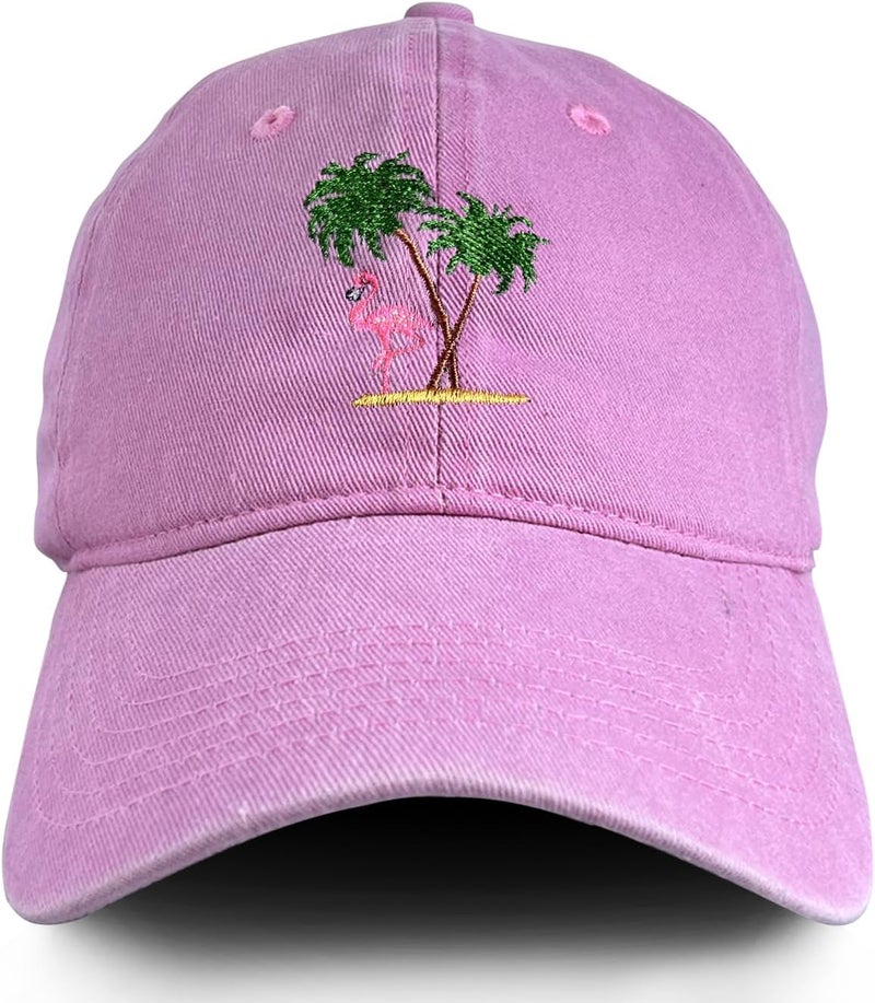 RLQWTKV Flamingo Beach Palm Tree Baseball Hat for Women Men Bees Adjustable Embroidered Cap - Image 1